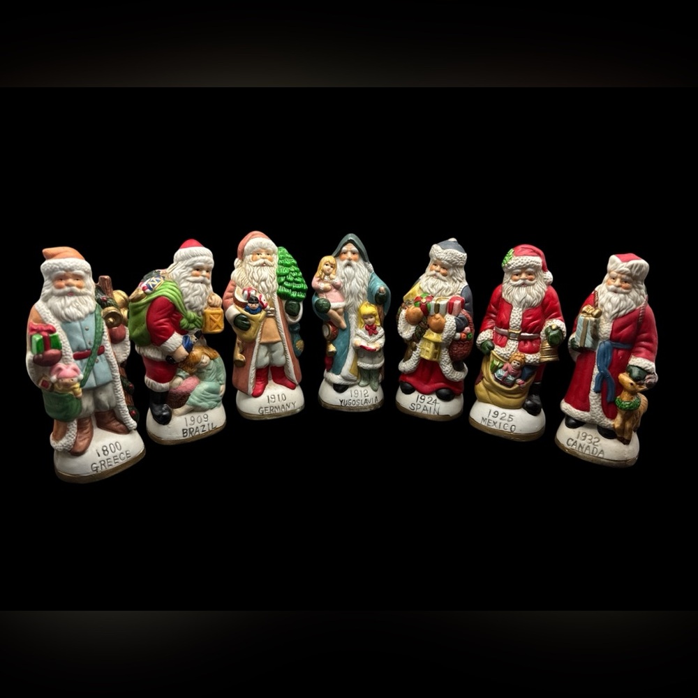 Vintge Santa Figurines Through The Years and World Set of 7